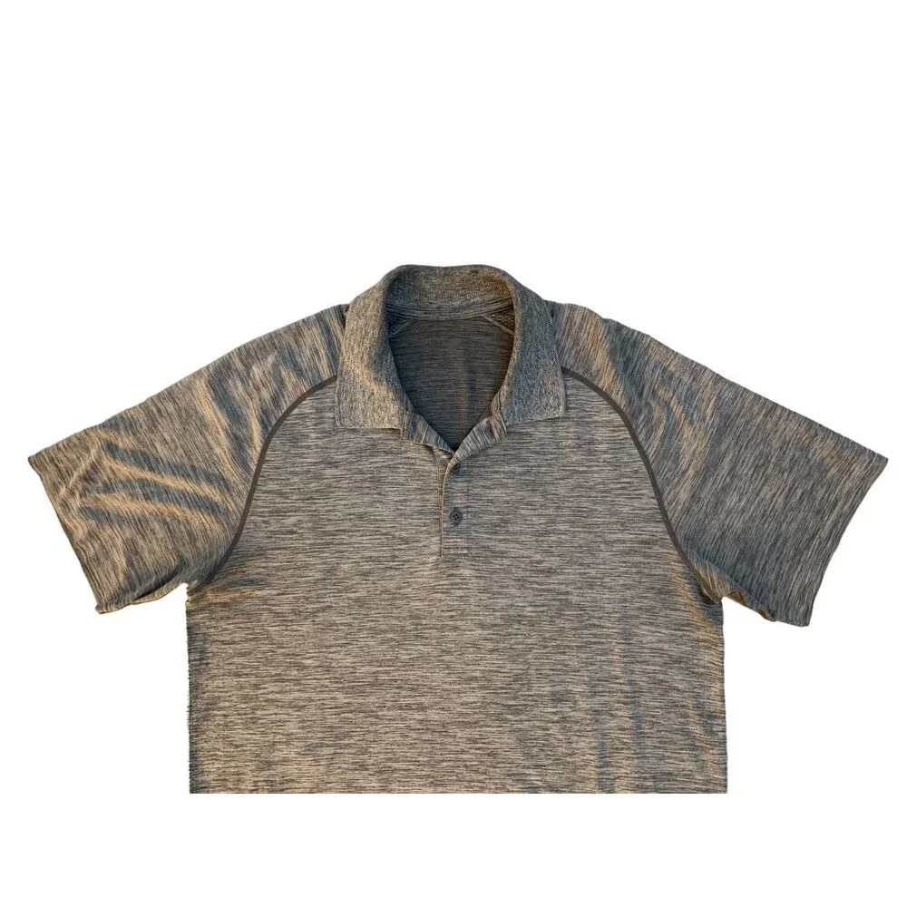 Lululemon Men's size L Gray Metal Vent Tech Polo Shirt Get Outside Get Sweaty - Picture 2 of 7